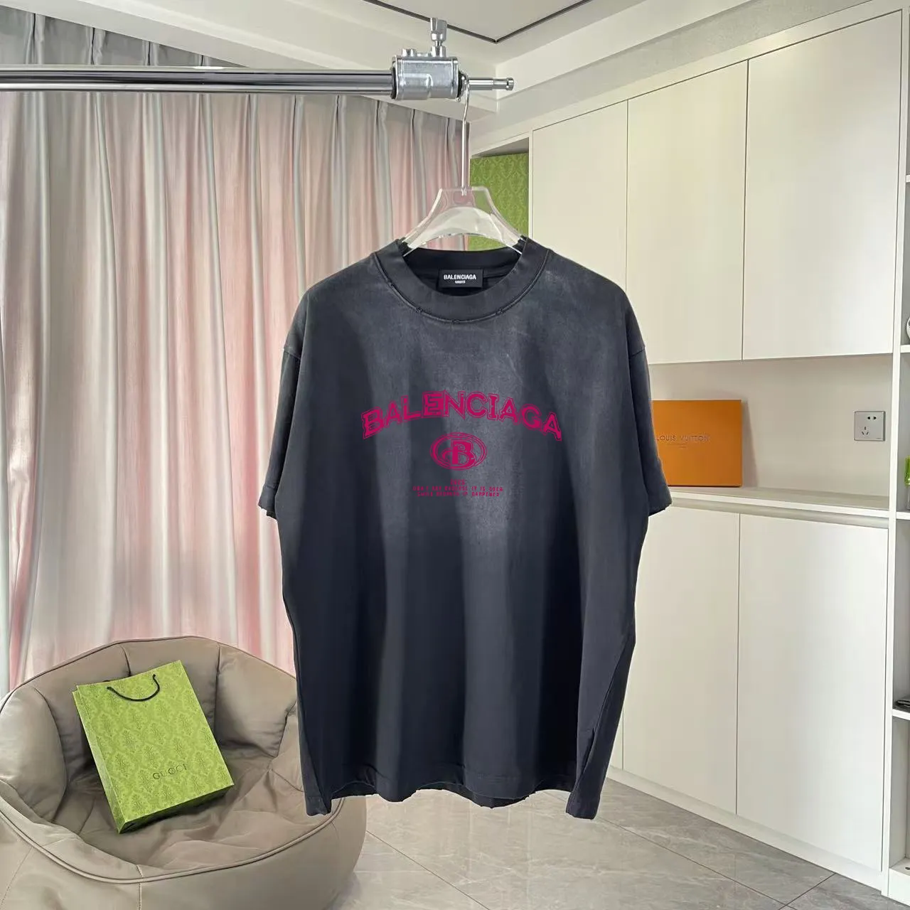BALENCI*GA 2025 New Arrival logo 320g T Same Style Size：S M L XL XXL ：Black White Red Black